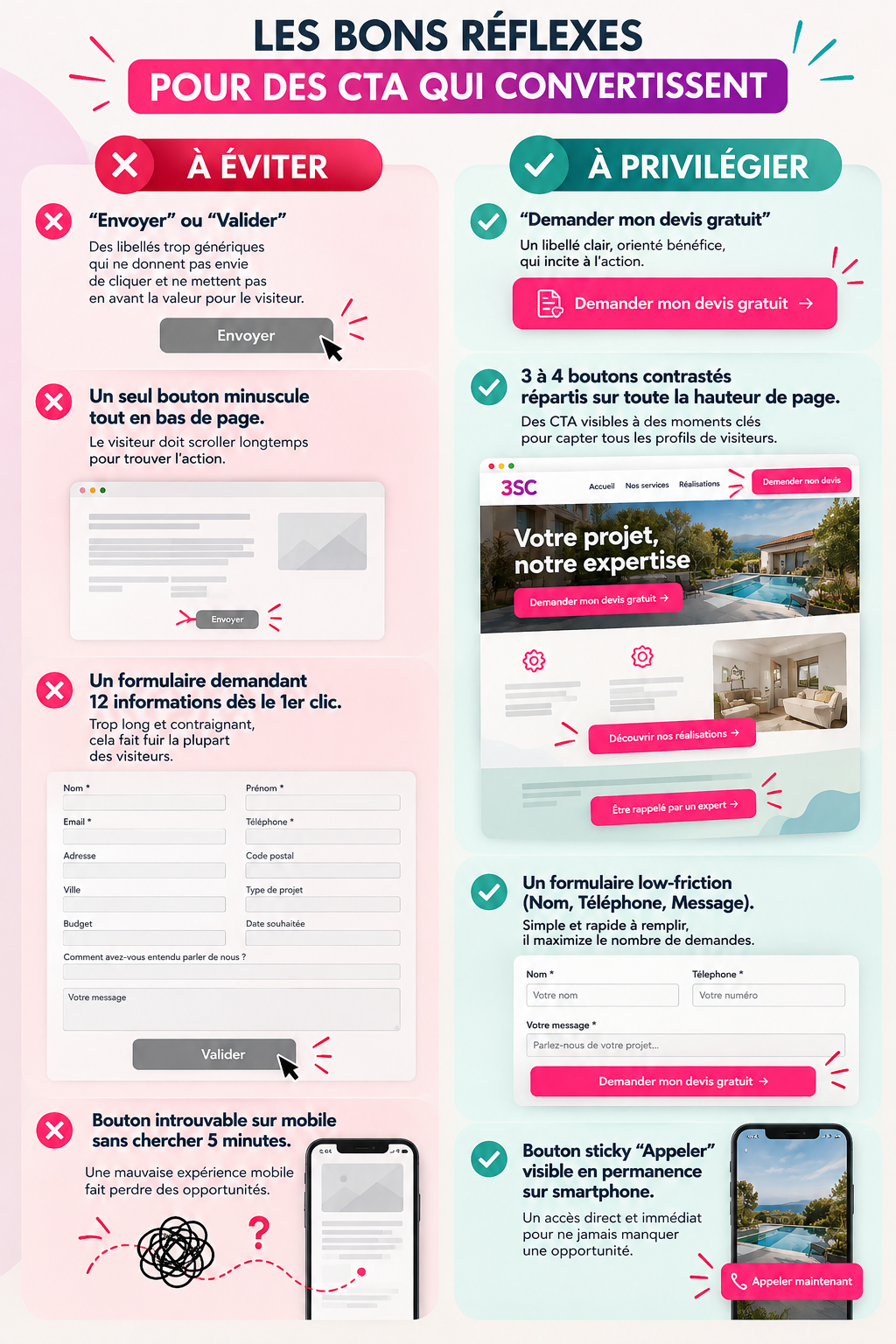 Les bonnes et mauvaises pratiques de rédaction d'un CTA - Agence 3SC spécialiste SEO/GEO