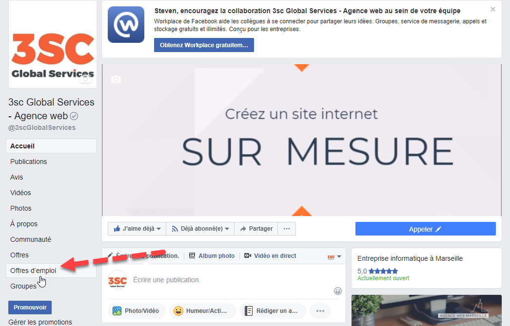 Tuto pour publier une offre d'emploi sur Facebook 