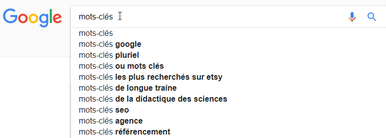 Google Suggest l'outil gratuit de Google pour les mots clés