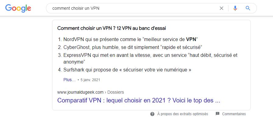 Position zéro Rich Snippet Seo tendances 2021 - 3sc Global Services