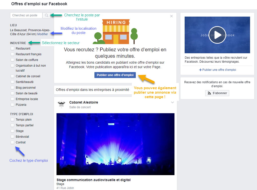 Tuto pour publier une offre d'emploi sur Facebook 